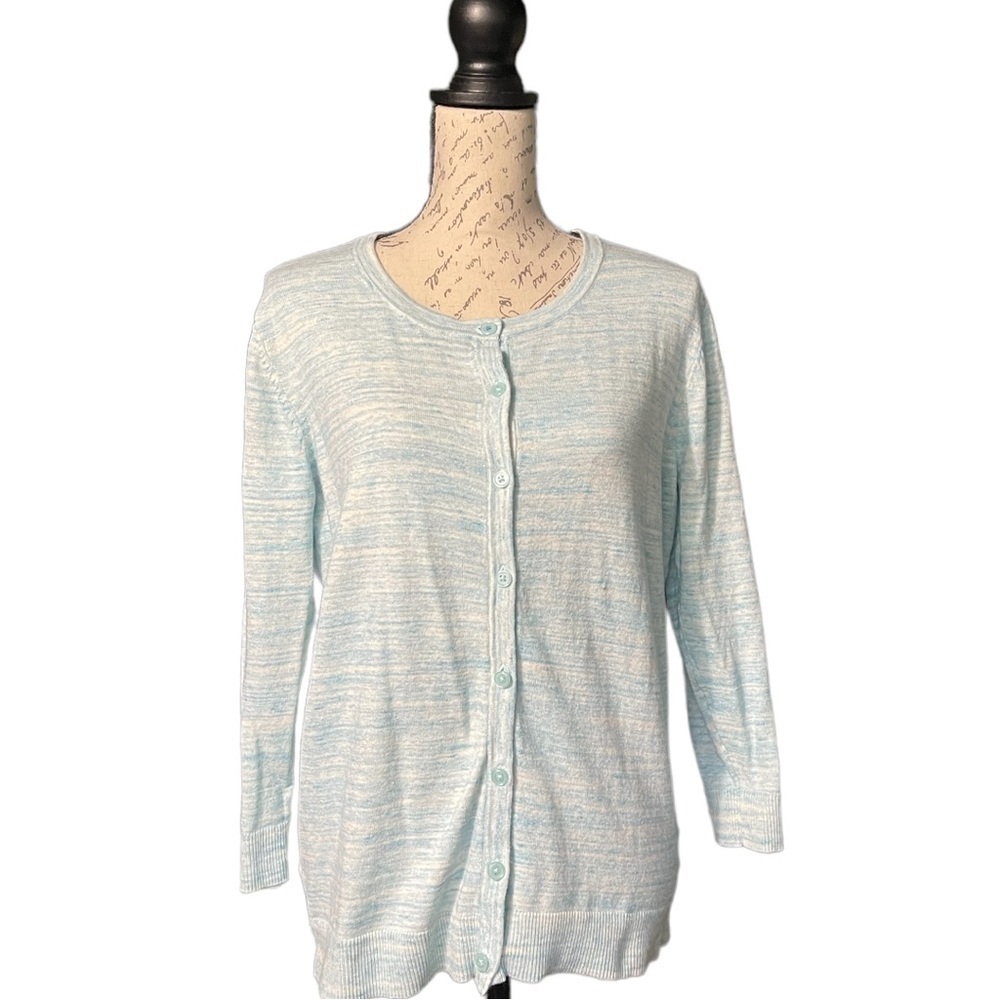 Merona Blue And White Cardigan Size L